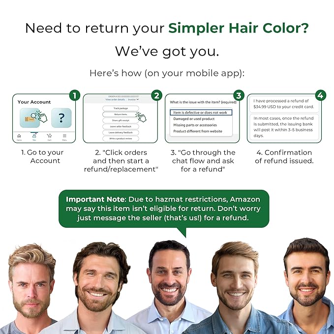 Simpler Hair Color for Men Kit for Full Gray Coverage - Brown Black Hair Dye Foam for Men w/Aloe Vera, Avocado Oil & More - Effortless, 100% Gray Hair Coverage and Beard Dye