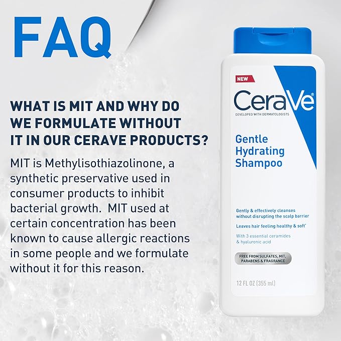 CeraVe Gentle Hydrating Shampoo, With Ceramides, Niacinamide & Hyaluronic Acid For Soft, Healthy Looking Hair & Scalp, Sulfate Free & Color Safe Shampoo, For All Hair Types, 12 Oz