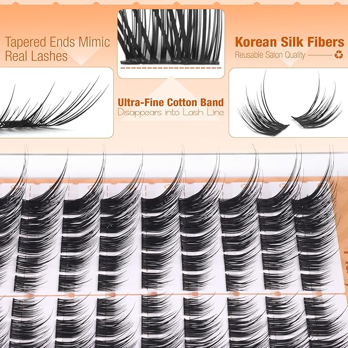 Mavphnee Fox Eye Lash Clusters LC-Curly Eyelash Clusters Wet Look Cat Eye Lash Extensions Fairy Cluster Eyelash Extensions Left & Right Cluster Lashes 90 Pcs DIY Lash at Home
