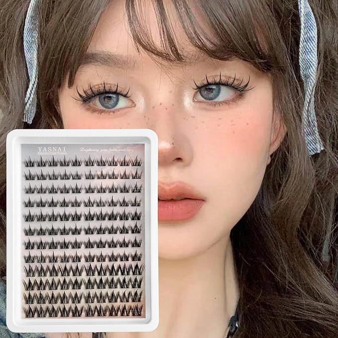 Lash Clusters Manga Eyelash Clusters 10/12/14MM Short Spiky Cluster Eyelash Extensions YASNAI 120Pcs C Curl Individual Volume Anime Lash Clusters with Thin Band Cosplay Natural Fairy Lashes Cluster