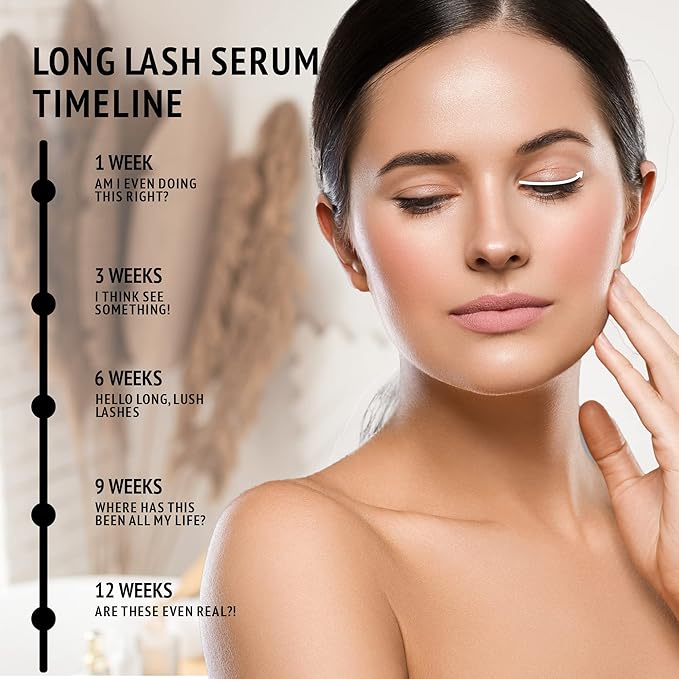 Lash Growth Serum & Brow Enhancer (5 ml) Get Longer, Fuller Eyelashes in 12 Days - Natural & Plant Based Peptides for Healthy Brow & Lash Growth - Cruelty Free Lash Serum by Simply Naked Beauty