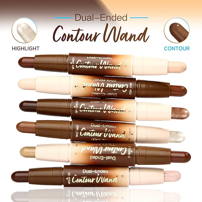 MAEPEOR Contour Highlighter Stick 2 in 1 Smooth Natural Glow Cream Bronzer and Highlighter Stick Long Lasting Non-greasy and Non-drying Brightening Pen (03 Tan)