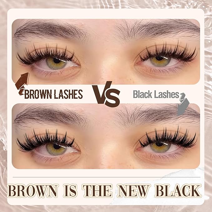 Brown Eyelash Clusters Manga Lash Clusters Spiky Cluster Eyelash Extensions Dark Brown Anime Individual Lashes Fairy Cluster Lashes Easy Application for Beginners (10-16MM, C-Curly)
