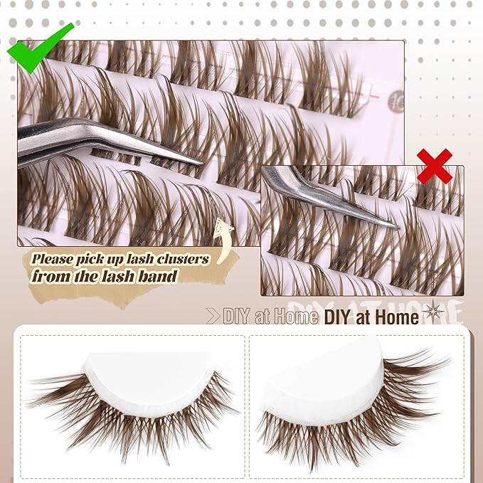 Brown Lash Clusters Wispy Eyelash Extensions Dark Brown Lash Extensions 10-16MM DIY at Home CC-Curly Eyelash Clusters Natural Spiky Lash Individuals 120 Pcs Cluster Lash Pack by Mavphnee