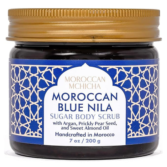 Moroccan Body Scrub Nila Mask with Argan Oil, Sweet Almond, Prickly Pear Seed Oil, Vitamin E Oil, and Shea Butter, Moroccan Body Care (7 oz)