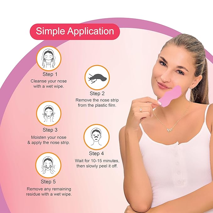 DR.RASHEL Strawberry Nose Pore Strips For Pore Cleansing, Instant And Painless Blackheads Removal | Deep Purifying Blackhead Remover Strips for Nose | 20 PCS (10 Strips & 10 Wipes)