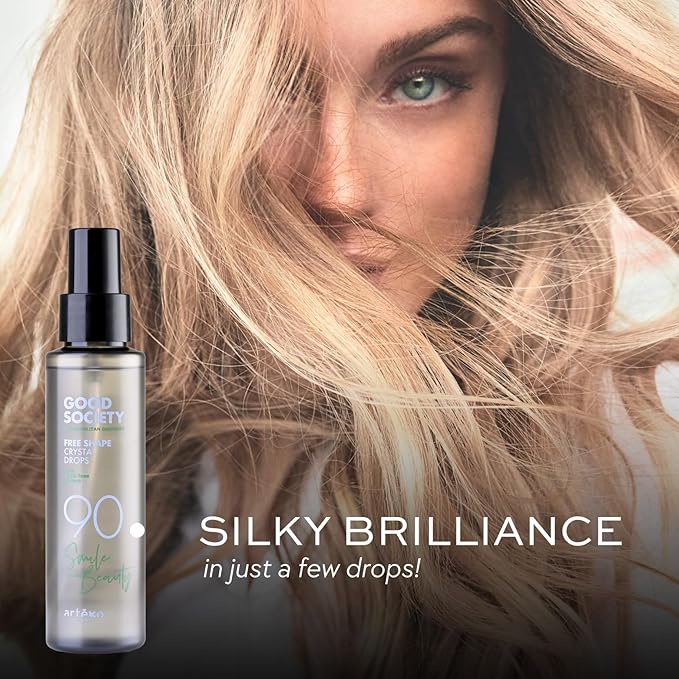 Artègo Good Society Free Shape Crystal Drops (3.4 oz) – Frizz Control Hair Serum for Smooth, Shiny, Heat-Protected Hair