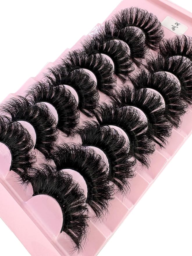 HBZGTLAD Mink Lashes Fluffy False Eyelashes 25mm Dramatic Faux Mink Eyelashes Natural Look Cat Eye Volume Eye Lashes Multipack (9D-30)