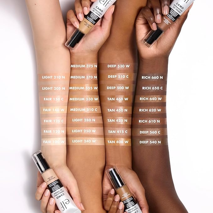e.l.f. Hydrating Camo CC Cream, SPF 30, Color Correcting Full Coverage Foundation For A Dewy Finish, Vegan & Cruelty-Free, Light 280 N