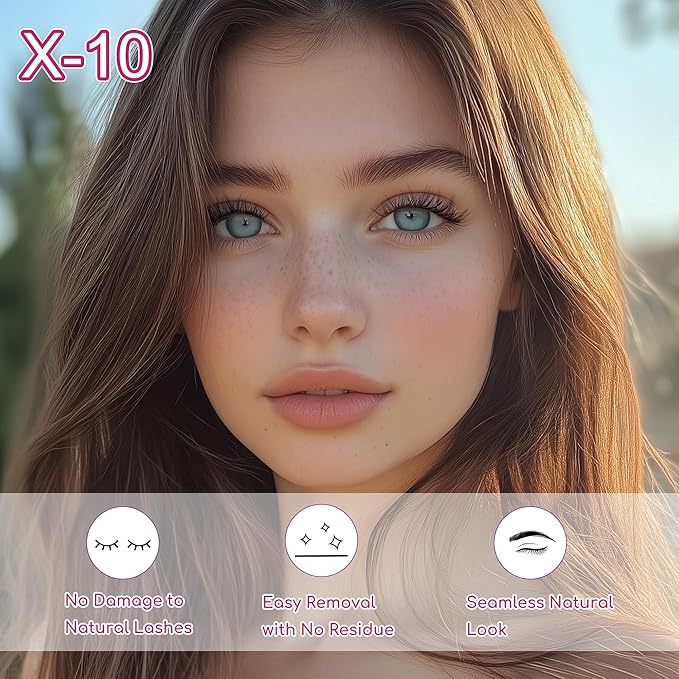 JoMay Self-Adhesive Eyelashes, Press on Lashes No Glue Needed, Glueless Pre-Glued D Curl Cluster Lashes for Beginners, No Residue, Pre-Separated L/R Eye, 1-Step DIY, 120PCS (X10)