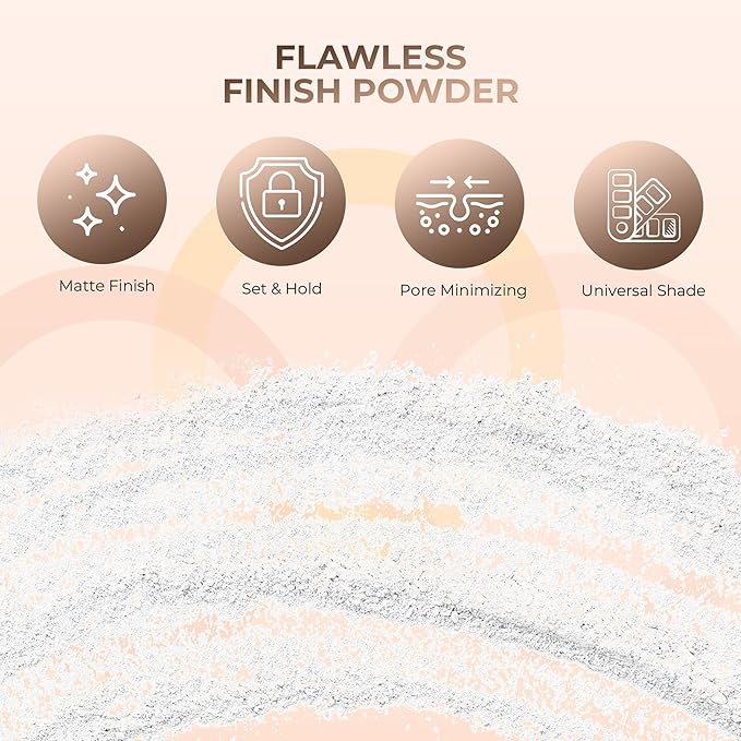 4pc Full Size Kit (Light) Mineral Makeup Matte Translucent Loose Foundation + Kabuki Brush + Concealer + Finishing Setting Powder + Bare Face Full Coverage SPF 30 All Skin Types Waterproof