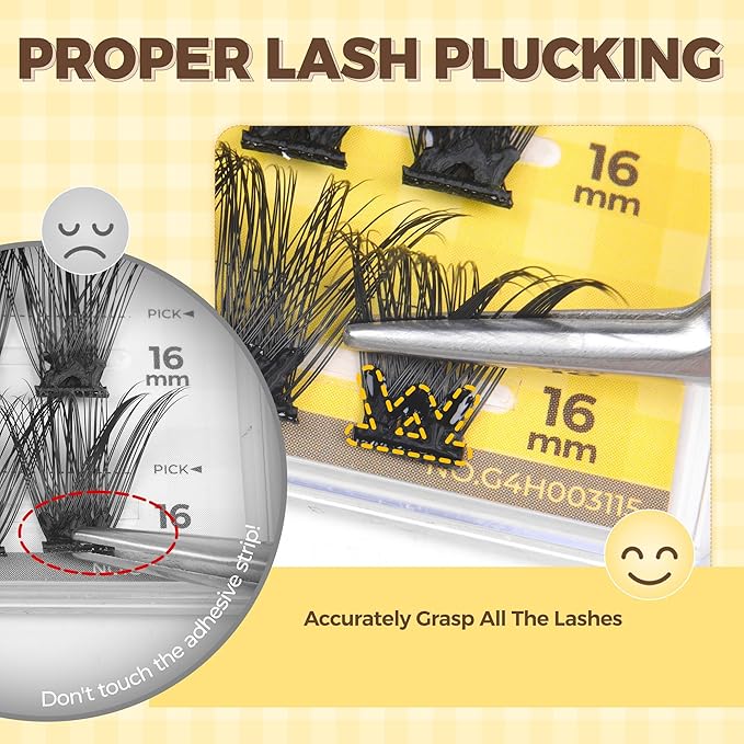 PopUp Self Adhesive Eyelashes Clusters, Press On Lashes Pre Glued Eyelash Extension Kit with Lash Tweezer,10-16mm No Glue No Remover Needed Self Adhesive Lashes Clusters CT50-D