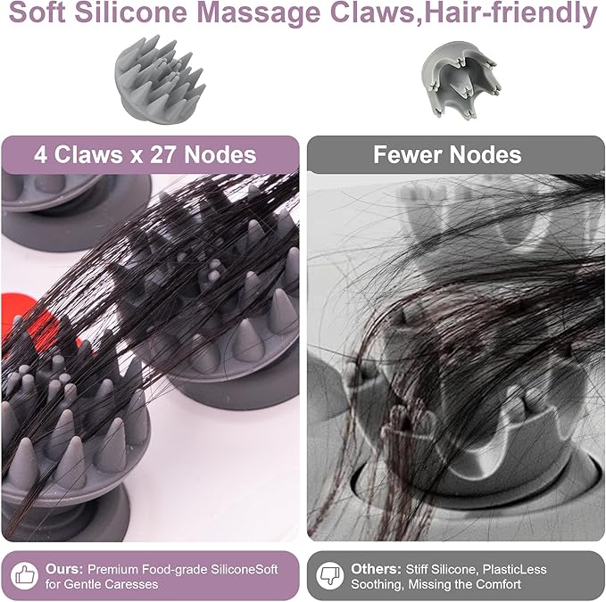 Electric Scalp Massager, Portable Head Stress Relax,IPX7 Waterproof Rechargeable Head Massager Scalp Stress Relax, Body for Deep Cleansing, Relief, Hair Growth (Black)