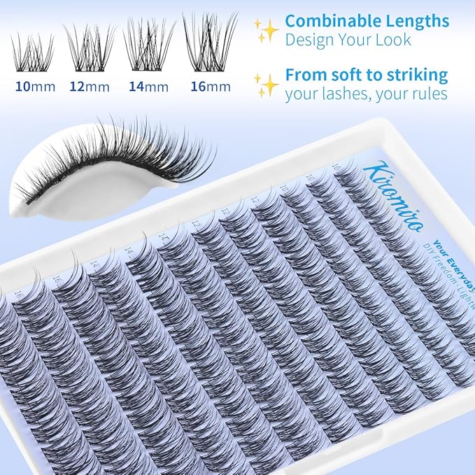 Wispy Lash Clusters 10-16mm Natural Lash Clusters Soft Cluster Eyelash Extensions DIY Individual Lashes Clusters C Curly Eyelash Clusters 144pcs Fairy Cluster Lashes