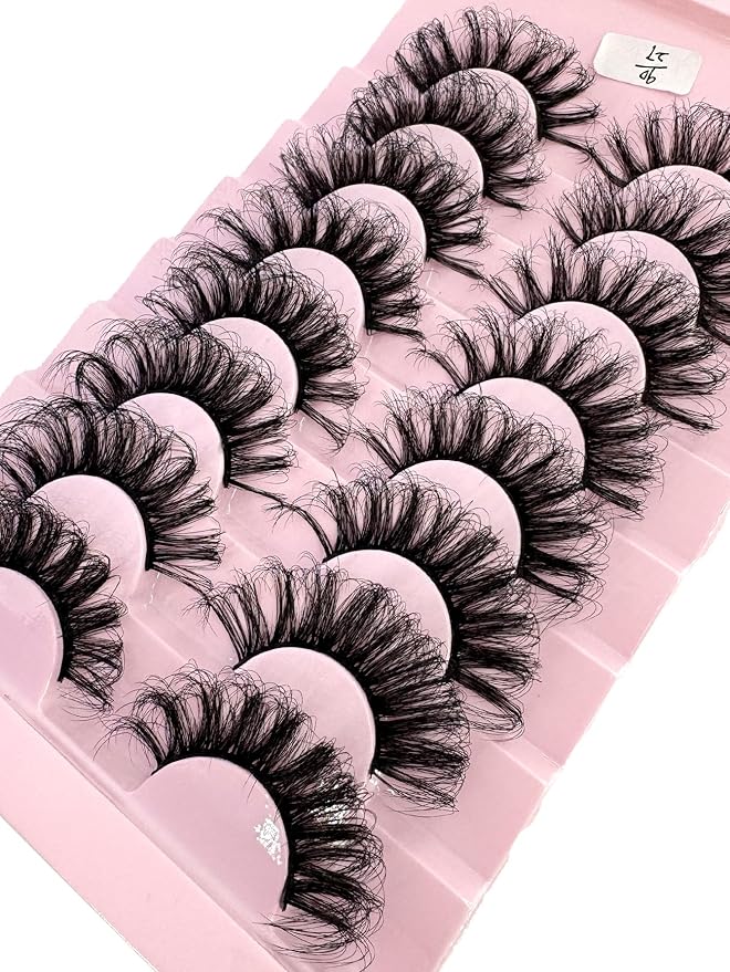 HBZGTLAD Mink Lashes Fluffy False Eyelashes 25mm Dramatic Faux Mink Eyelashes Natural Look Cat Eye Volume Eye Lashes Multipack (9D-27)