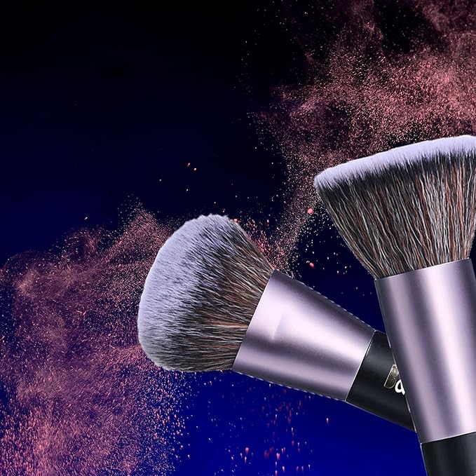 B&R MALL Makeup Brush Set with LED Mirror – Supper soft Brushes for Flawless Foundation, Concealer, Eyeshadow & More | Lightweight, Versatile, Perfect for On-the-Go Touch-Ups (Purple Black)