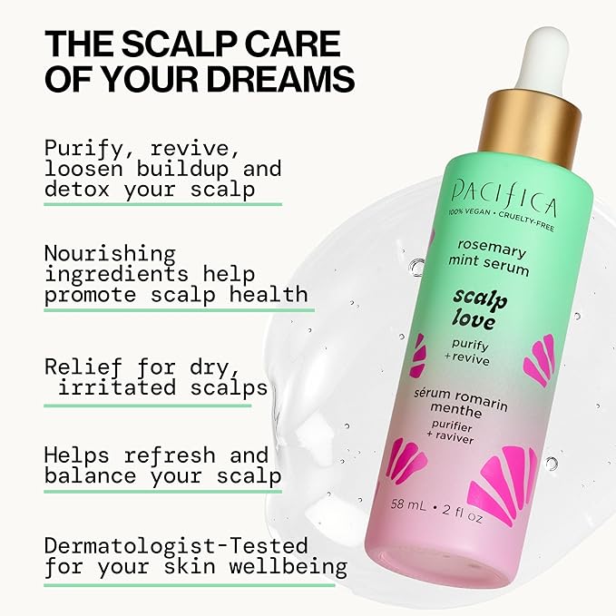 Pacifica Serum and Scalp Scrub Set – Rosemary Mint Scalp Love with Witch Hazel for Detox and Dry Itchy Scalp Relief, Vegan & Cruelty-Free, 2 oz & 4 oz (Set of 2)