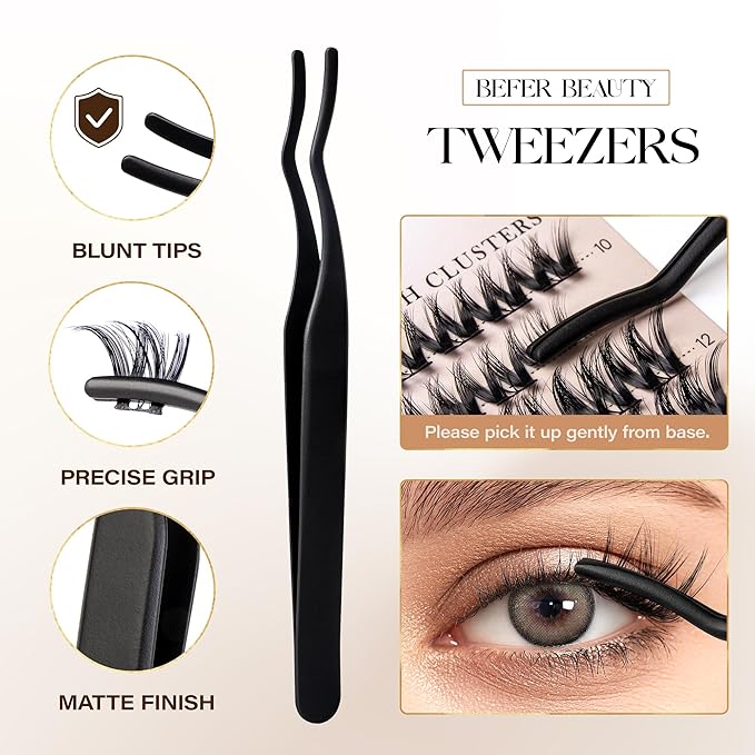 BEFER Lash Clusters, 120 Pcs D Curl Eyelash Clusters Volume Individual Lashes Extensions 10-16MM Wispy Eyelash with Tweezers DIY At Home(FD43,Seraphic)