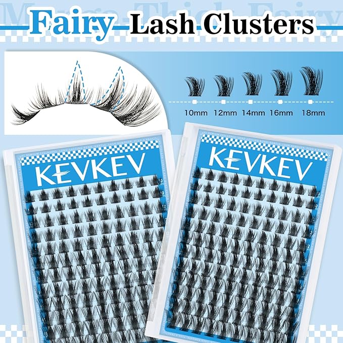Lash Clusters California Sunset Manga Style Volume Soft 144Pcs 8-18mm Mix Eyelash Clusters DIY Lash Extension Ultra-Thin Band DIY Lashes (Fairy02)