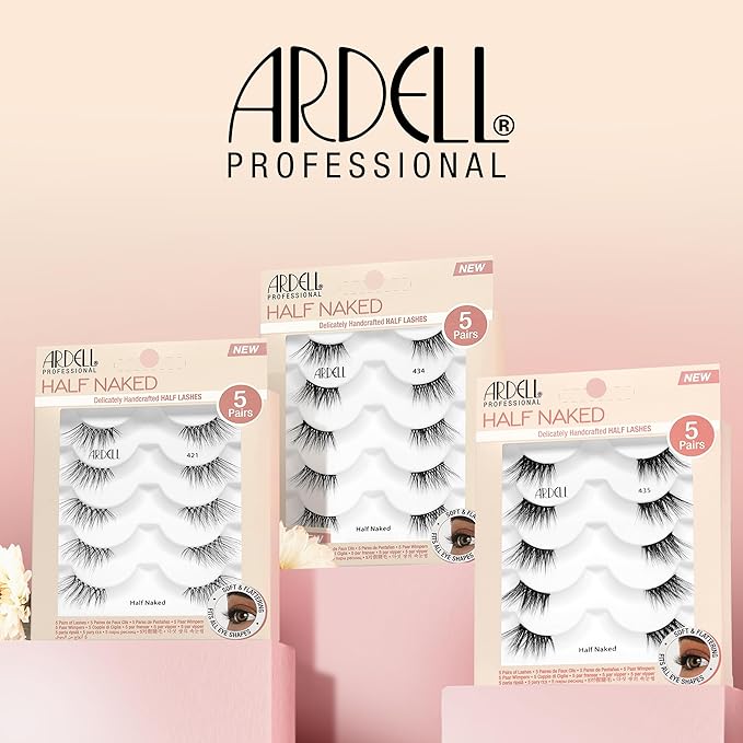 Ardell Naked Half Lashes 434 - Delicately Handcrafted Cat Eye False Eyelashes, 5-Pairs, 1-Pack