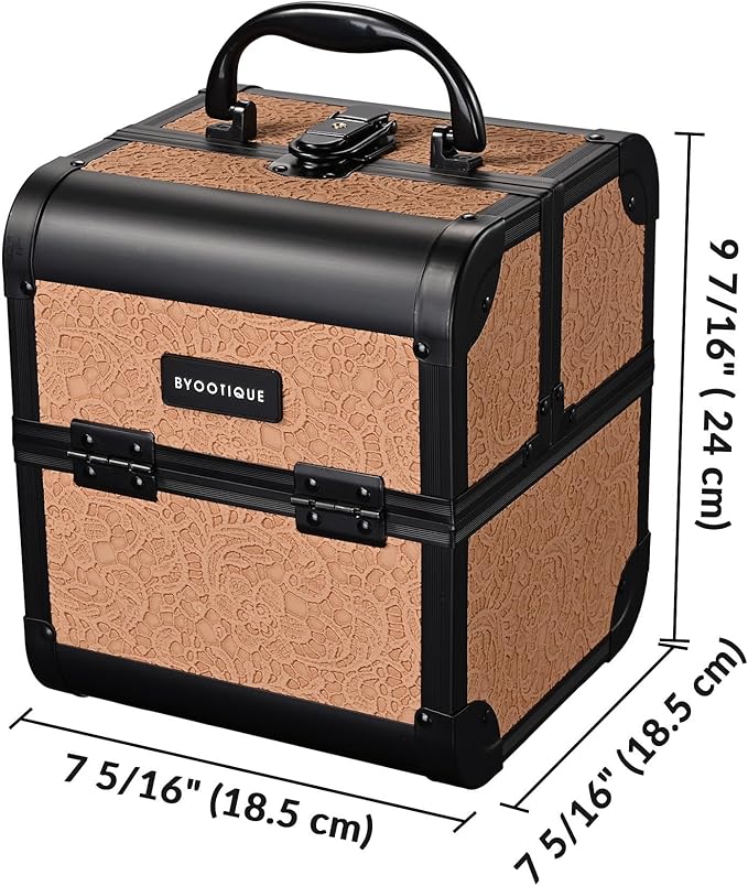 BYOOTIQUE Makeup Train Case Trolley w/Cube Case Cosmetic Organizer Rococo Orange