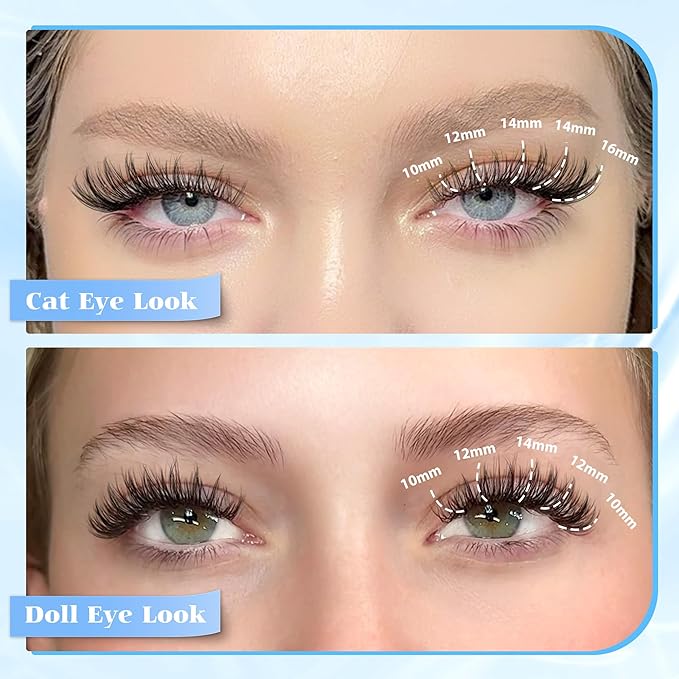 Natural Lash Clusters Wispy Eyelash Clusters 160 pcs Individual Lashes D Curvature Wispy 10-16 mm Cluster Eyelash Extensions DIY Eyelash Extension with Thin Lash Band