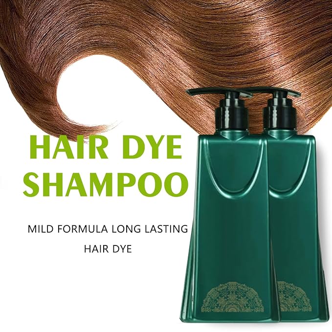 Mild Formula Long Lasting Hair Dye Set,Gentle Plant-Based Quick-Use Hair Dye,Shampoo Para Pintar El Cabello,Long-Lasting Single Step HairDye Kit For Gray Coverage (Natural Black)