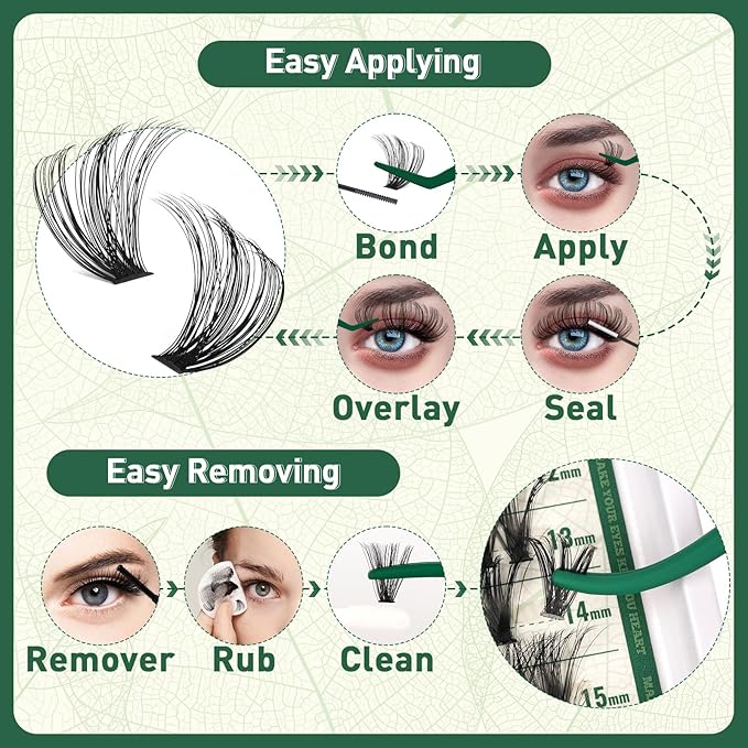 Lash Clusters 280Pcs Eyelash Clusters KEYYOU 60D+80D D Curl 9-16MIX Clusters Lashes Super Soft Wispy DIY Eyelash Extension at Home(60D+80D-D,9-16MIX)