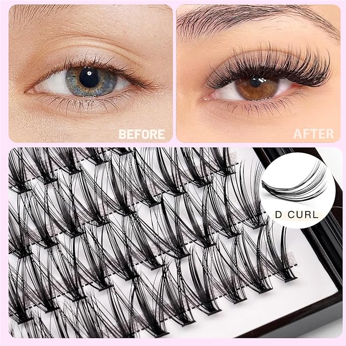 8-22mm to Choose 20D/40D/60D/80D/100D Individual False Eyelashes Makeup Cluster Eyelashes Thickness 0.07mm D Curl Natural long Black Soft 3D Eye Lashes Extensions (20D-12mm)
