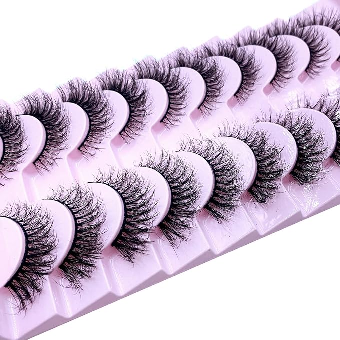 HBZGTLAD New 10 Pairs 3D Mink Lashes False Eyelashes Handmade Wispy Fluffy Long Lashes Natural Eye Makeup Tools Eye Lashes(M50)