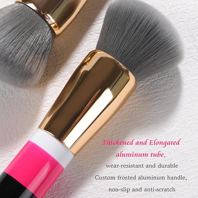 Foundation Brush Makeup Brushes Powder Flawless Powder Brush Highlighter Brush Blush Brush with Wooden Handle Aluminum Tube Perfect for Blending, Buffing Liquid, Powder, Foundation, Cream, Concealer