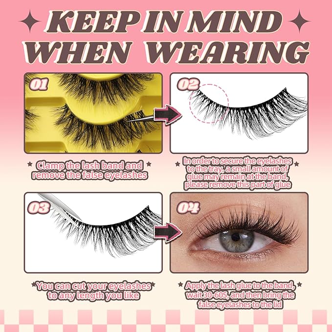 FADVAN Mink Lashes Natural Fluffy False Eyelashes 3D Volume Wispy Lashes Cateye Medium Length fake eyelashes Pestañas Postizas Naturales 10 Pairs-Lz201