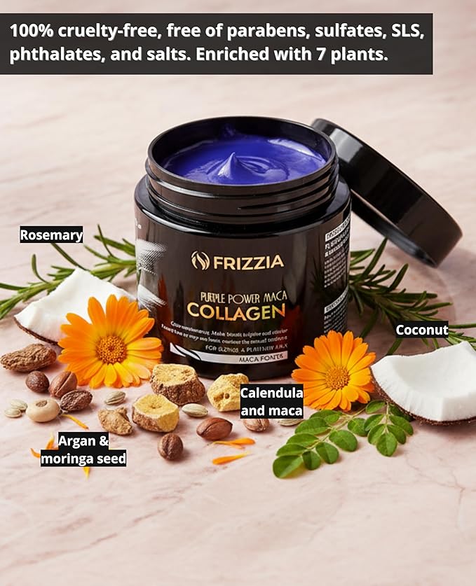 ULTRA Collagen Hair Mask, EASY to use. With argan oil and maca. Hydration and shine, anti-frizz treatment for dry and damaged hair, professional smoothness, 500 ml (Purple)