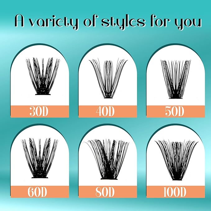 GEMERRY Lash Clusters 280pcs 60D DIY Eyelash Extension D Curl Individual Lash Cluster Natural Eyelash Extension Mixed Tray Reusable Handmade Home Application (60D-0.07D-10-18MIX)