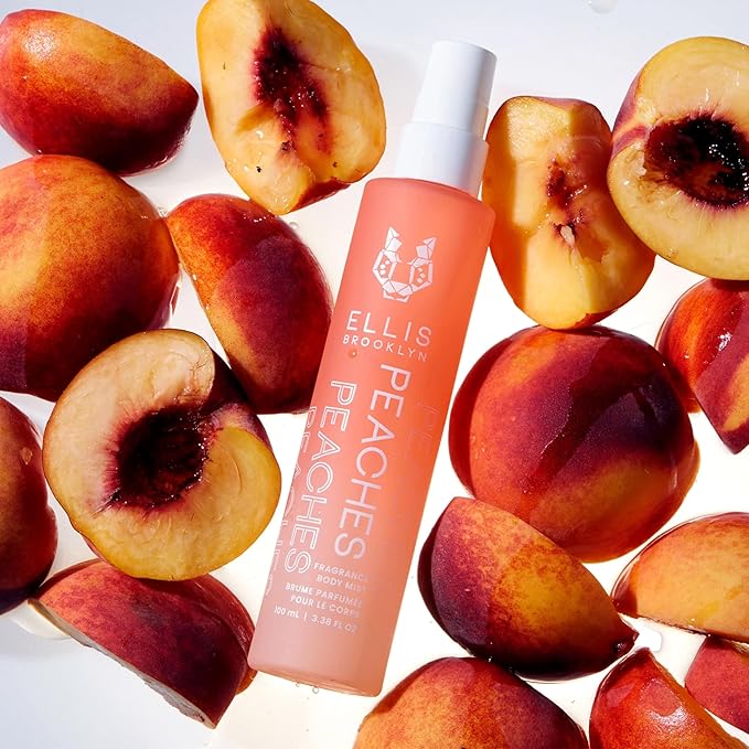 Ellis Brooklyn PEACHES Hair And Body Fragrance Mist - Fruity Floral Perfume Mist For Women with Sweet Peach, Rosebud, & Sandalwood, Vegan Perfume, Made In The USA, 50ml 1.7 Fl Oz