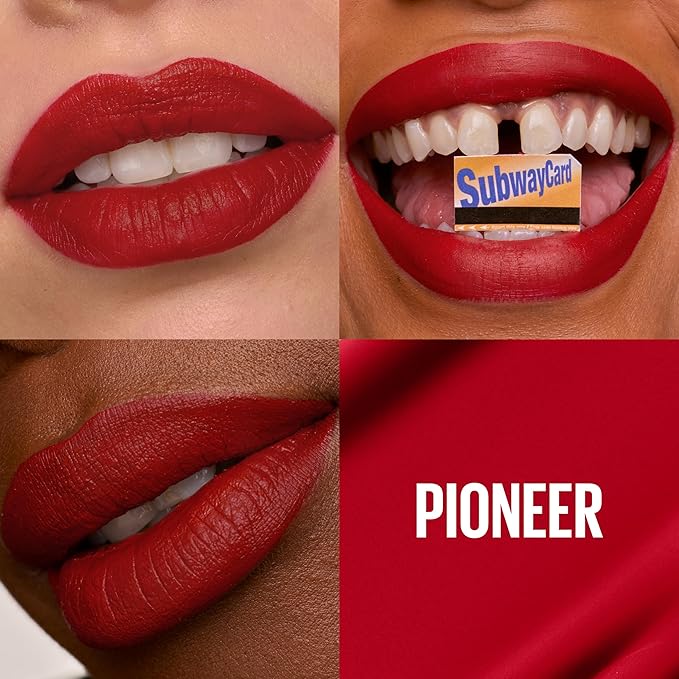 Maybelline Super Stay Matte Ink Liquid Lipstick Makeup, Long Lasting High Impact Color, Up to 16H Wear, Pioneer, Blue Red, 1 Count, Packaging May Vary