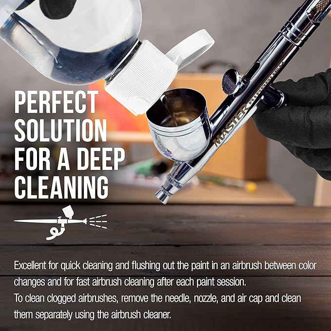 U.S. Art Supply 4oz Airbrush Cleaner - Fast-Acting Cleaning Solution for Water-Based Mediums, Acrylic Paint, Makeup - Air Brush Cleaner for Clogged Airbrushes, Paint Brushes, Artist Tools