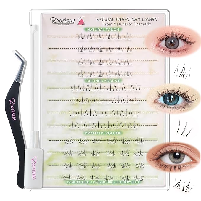 3-Style Self-Adhesive Lower Lash Clusters - 88 Pieces No Glue Needed Bottom Eyelashes Pre-Glued Natural Volume Under Eye Extensions DIY Kit