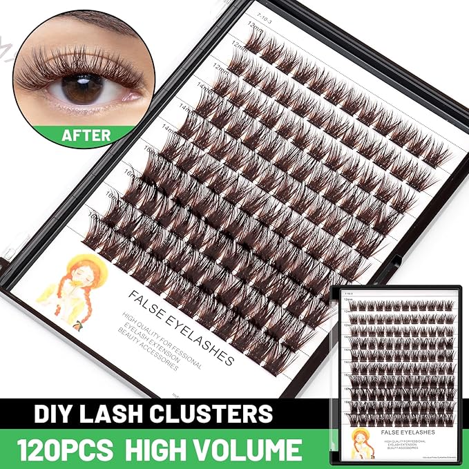 Bodermincer Lash Clusters D Curl Black/Brown/Colored Lashes 10-12-14/12-14-16/16-18-20mm Mixed Lash Clusters Kit For Beginner (M01-Black Brown-14-16-18-20mm MIX)