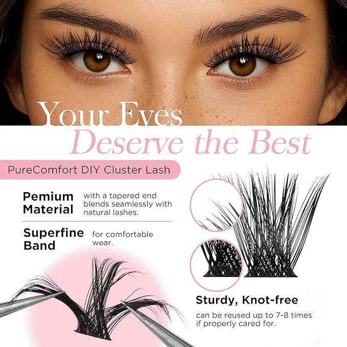 WINKGIGGLE Lash Clusters DIY Eyelash Extensions 56D Mega Volume, Individual Wispy Lashes Clusters for Home Application