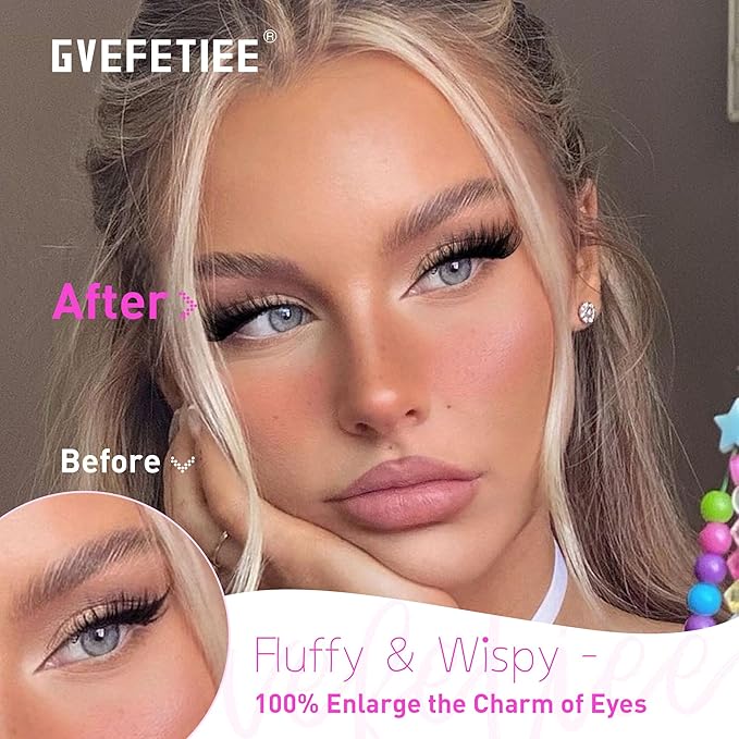 Fluffy Cat Eye Lashes - Faux Mink Wispy Strip Lashes, Black