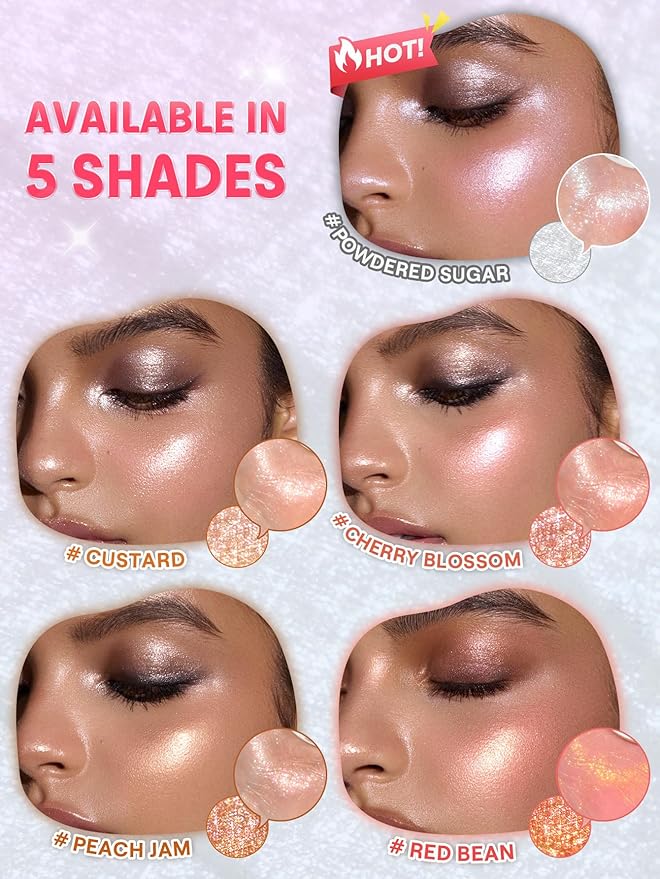 SHEGLAM Glowchi Bouncy Highlighter Mochi-like Formula Highlighter Long-lasting Shimmer Makeup-Powdered Sugar
