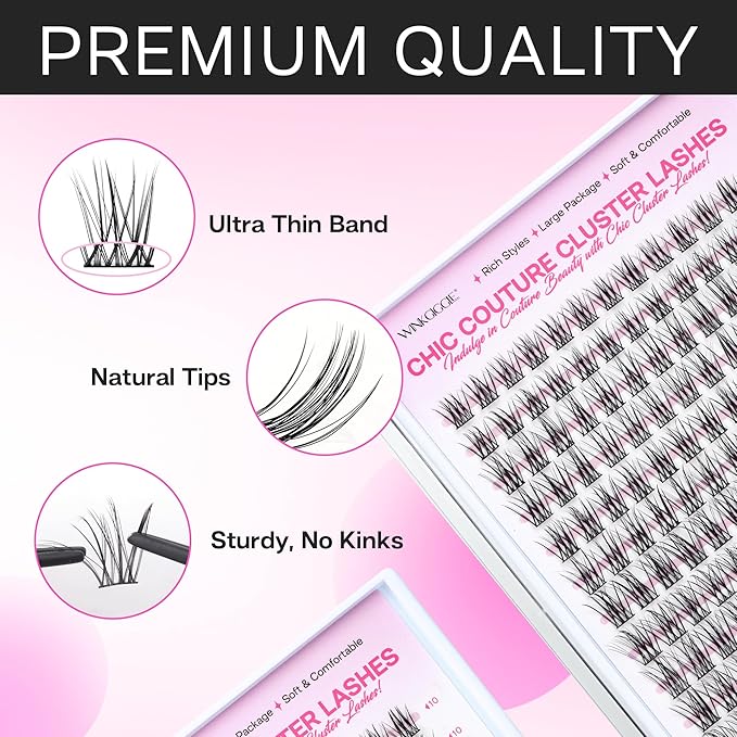 WINKGIGGLE Cluster Lashes Wispy Lash Pack Soft 3D Volume Faux Mink Lashes CDD12MIX