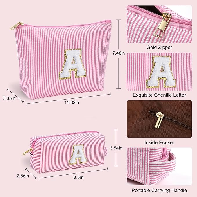 YOOLIFE Birthday Gift for Kids Teen Girls Gifts for Girls, Pink Makeup Bag Cosmetic Bag Daughter Sister Gifts Birthday for Women Teacher Gifts Preppy Makeup Bag Mothers Day Gifts L