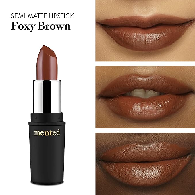 Mented Cosmetics Nude Lipstick for Women, Semi-Matte Long-Lasting Lip Stick, Moisturizing Vegan, Paraben & Cruelty-Free, Enhances All Complexions, Perfect for Everyday Makeup, Foxy Brown