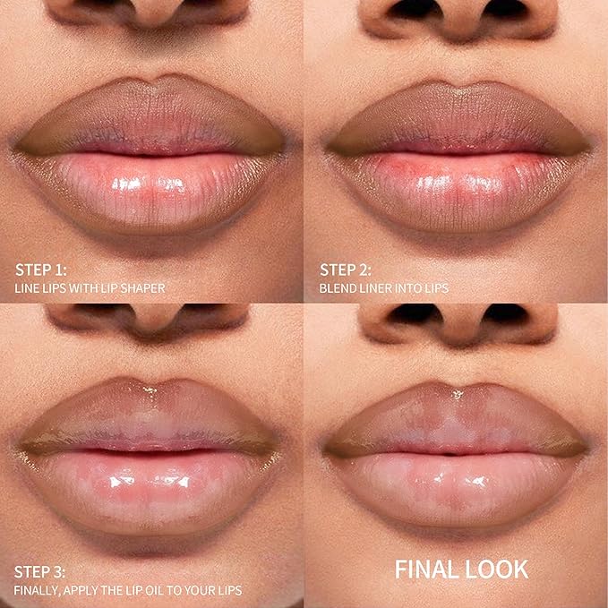 Nude Brown Dual-Ended Liquid Watercolor Lip Liner & Hydrating Tinted Lip Oil, Highly Pigmented Long Lasting Lip marker pen, Smudge Proof Natural Finish, Precise Chisel Tip Marker 06#