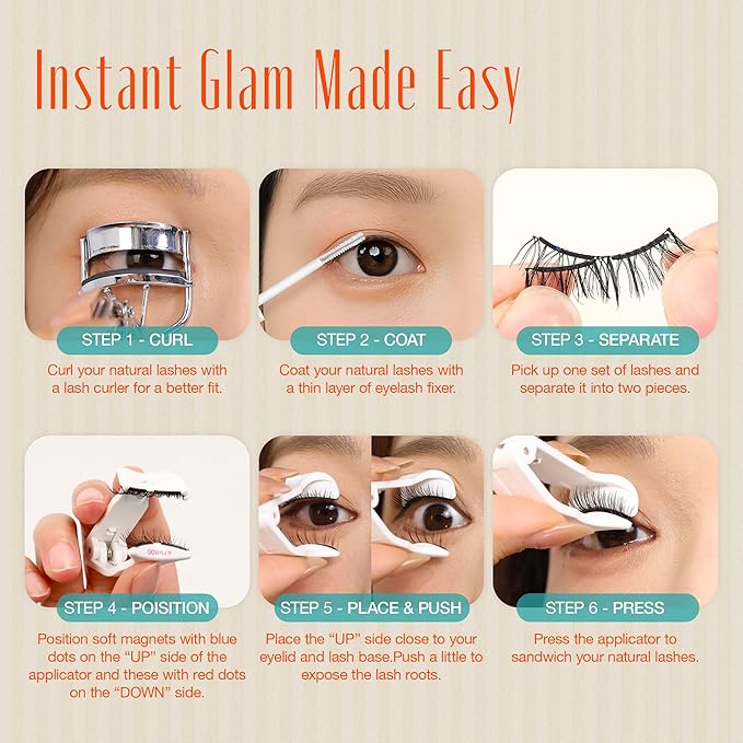 LASHVIEW Upgrade Magnetic Eyelashes with Applicator Soft Magnetic Eyelashes Natural Look Reusable No Glue Needed Easy to Wear and Remove (YT24)
