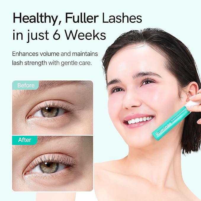 Eyelash Growth Serum for Fuller, Thicker Lashes with Peptides, Biotin, Centella, Hyaluronic Acid | Korean Lash & Brow Enhancing Serum | Prostaglandin-Free, Vegan, Non-Irritating, 0.3 fl oz