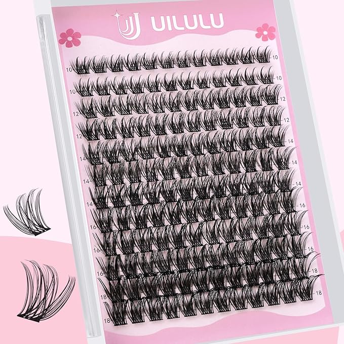 Lash Clusters for DIY Lash Extension at Home Natural Wispy Individual Clusters Lashes False Eyelashes 144 Count 0.07D 10-18MM Mix D Curl Eye Lash Extensions (U22 Lash 10-18MM)