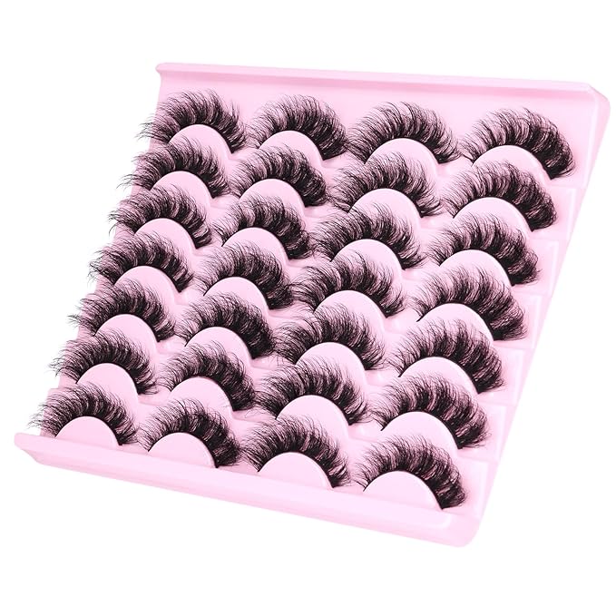 Mink Lashes Volume Cat Eye Thick zanlufly False Eyelashes Natural Curly Fake Eyelashes 18MM Full 8D Volume Lashes Pack 14 Pairs